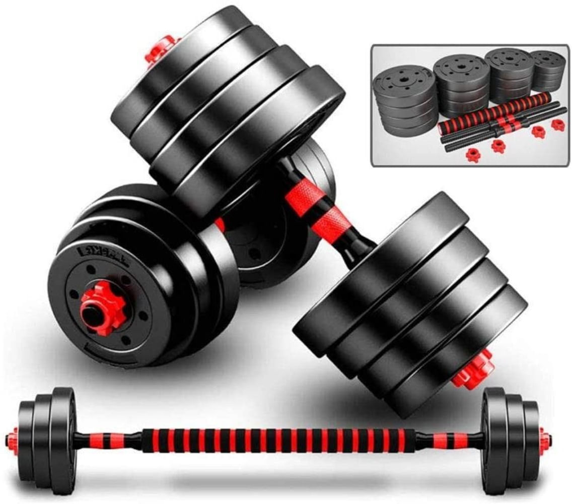 Set de Pesas 30 Kilos Mancuernas plastificadas + Adaptador a Barra