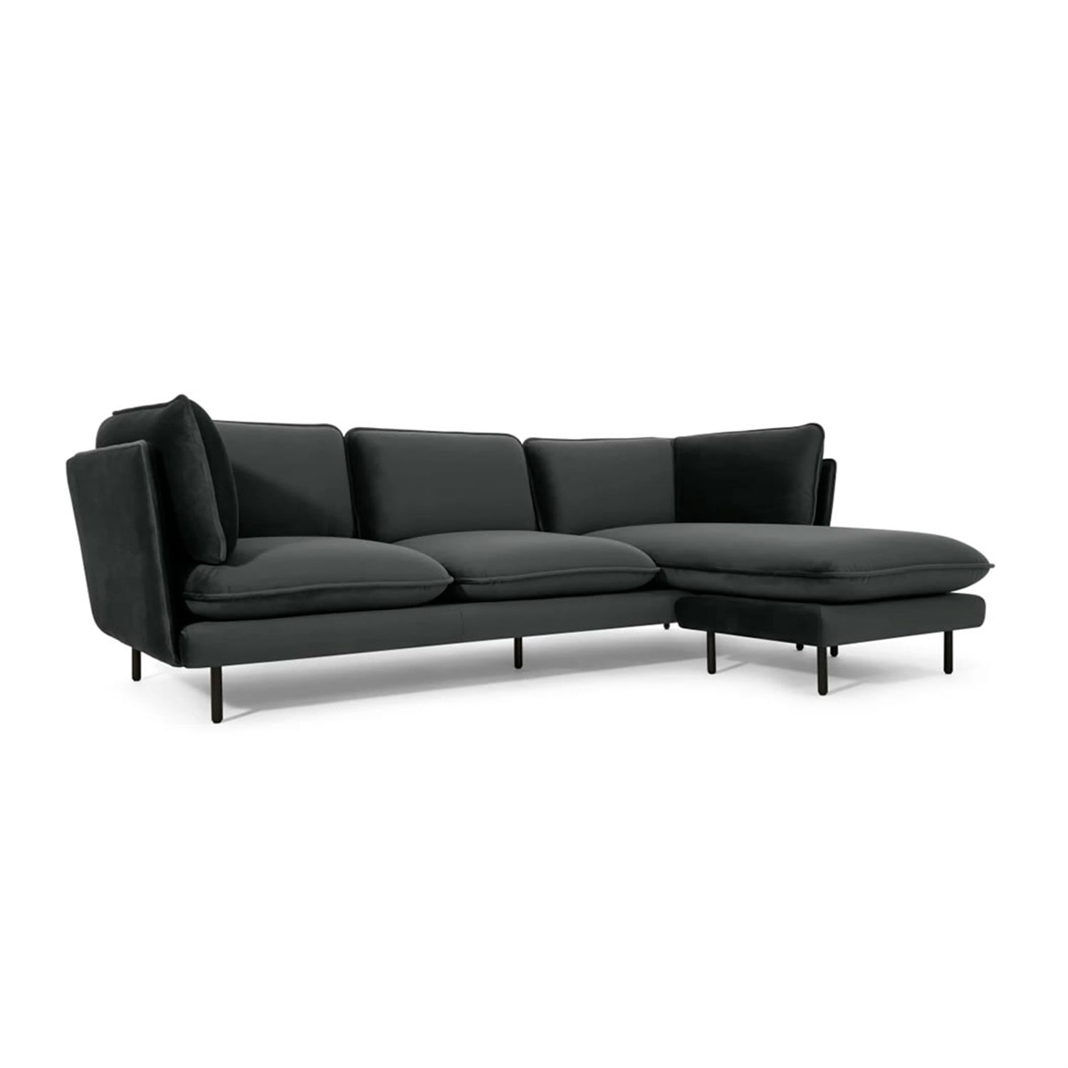 Sofá con Chaise Longue a la Derecha Wes Yolodecoro Gris Antracita