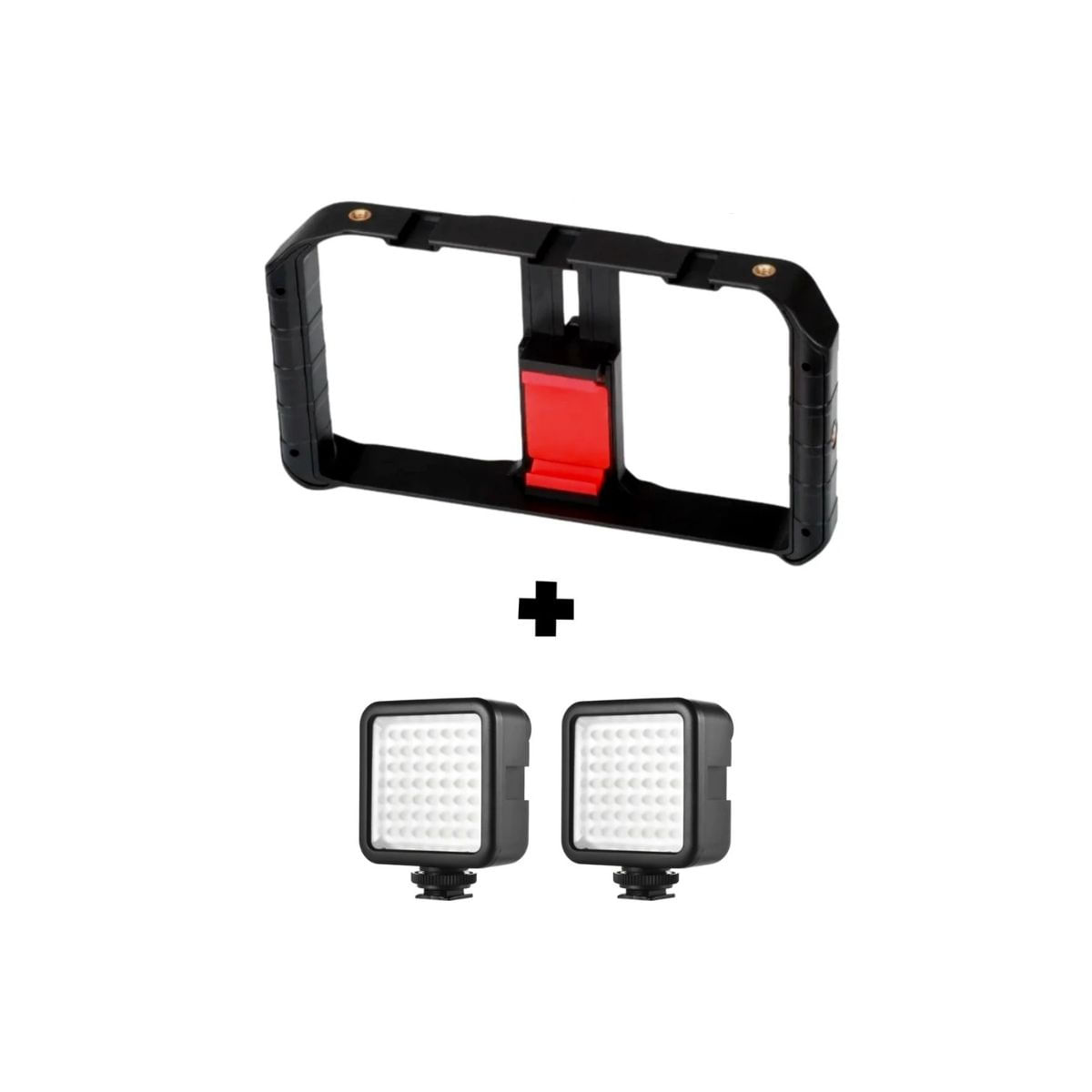 Kit Vlogger - Jaula para celular + 2 Luces LED