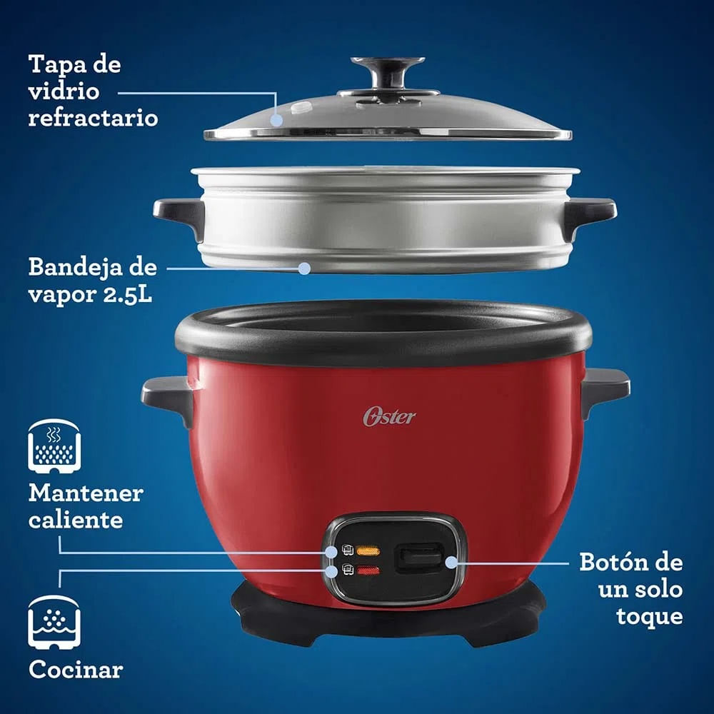 Olla Arrocera Oster Multiusos CKSTRC5730R 2.2 Litros Roja - Promart