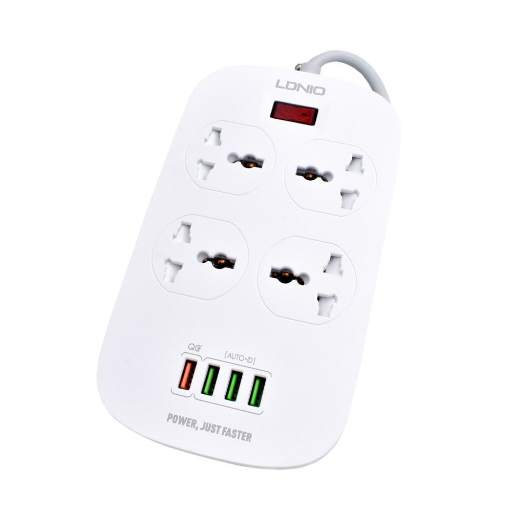 Supresor De Picos Extensión SC4407 LDNIO 4 Tomas Universales 4 USB 3.0A