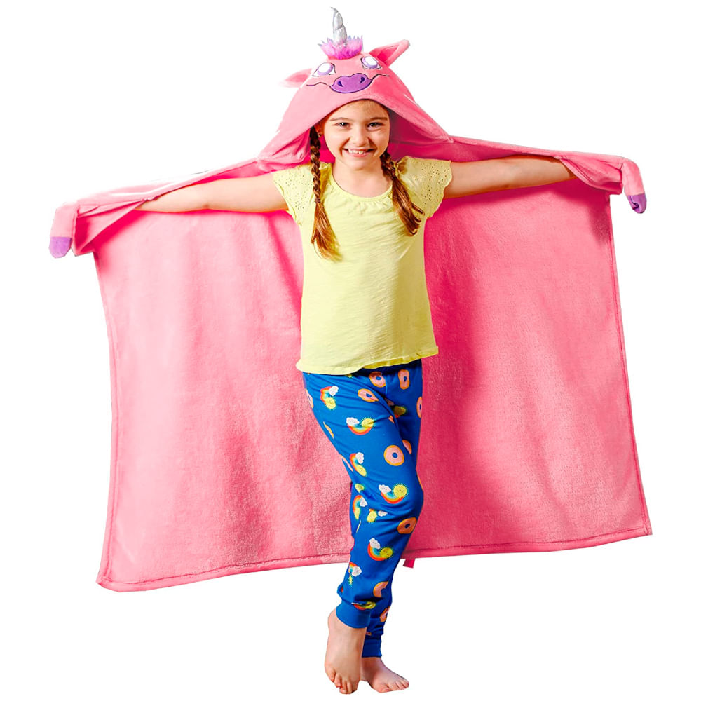 Manta Abrigo con Capucha con Luces LED Unicornio Rosado MD