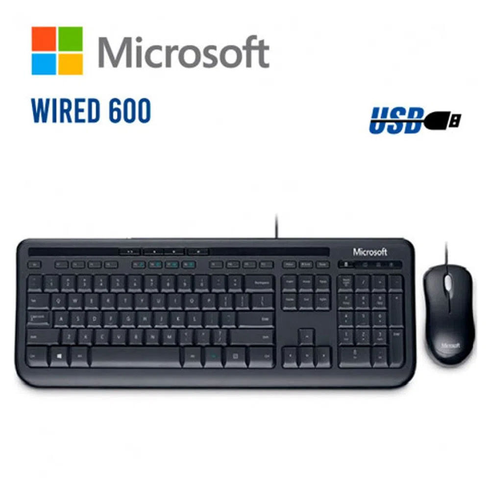 Teclado y Mouse Microsoft Desktop 600 con teclas silenciosas y a prueba de  líquidos, USB, Color Negro