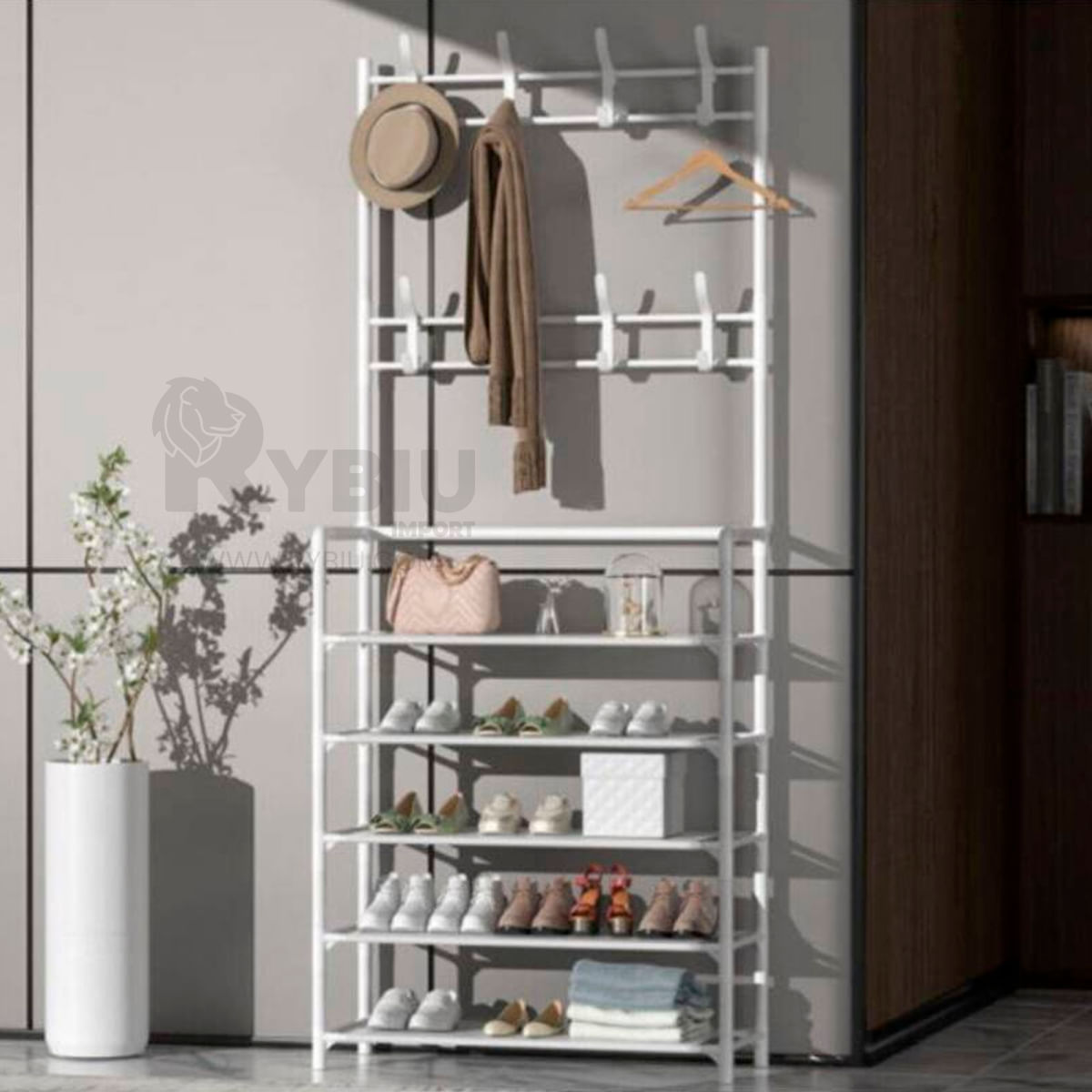 Organizadora de Zapatos 5 Niveles con Percheros Negro