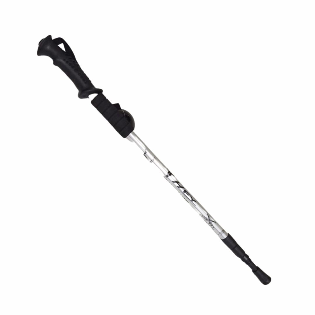 Bastón Trekking Antishock Mango Recto Viaje Montañas con Brújula Plateado