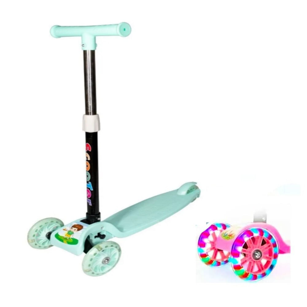 Scooter Plegable Infantil Con Luces Verde