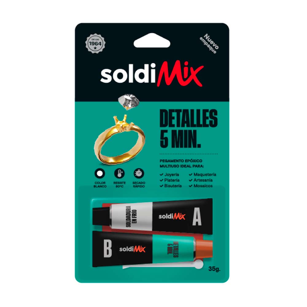 Pegamento Soldimix Súper 5 minutos 35g Blanco Resina Epóxica