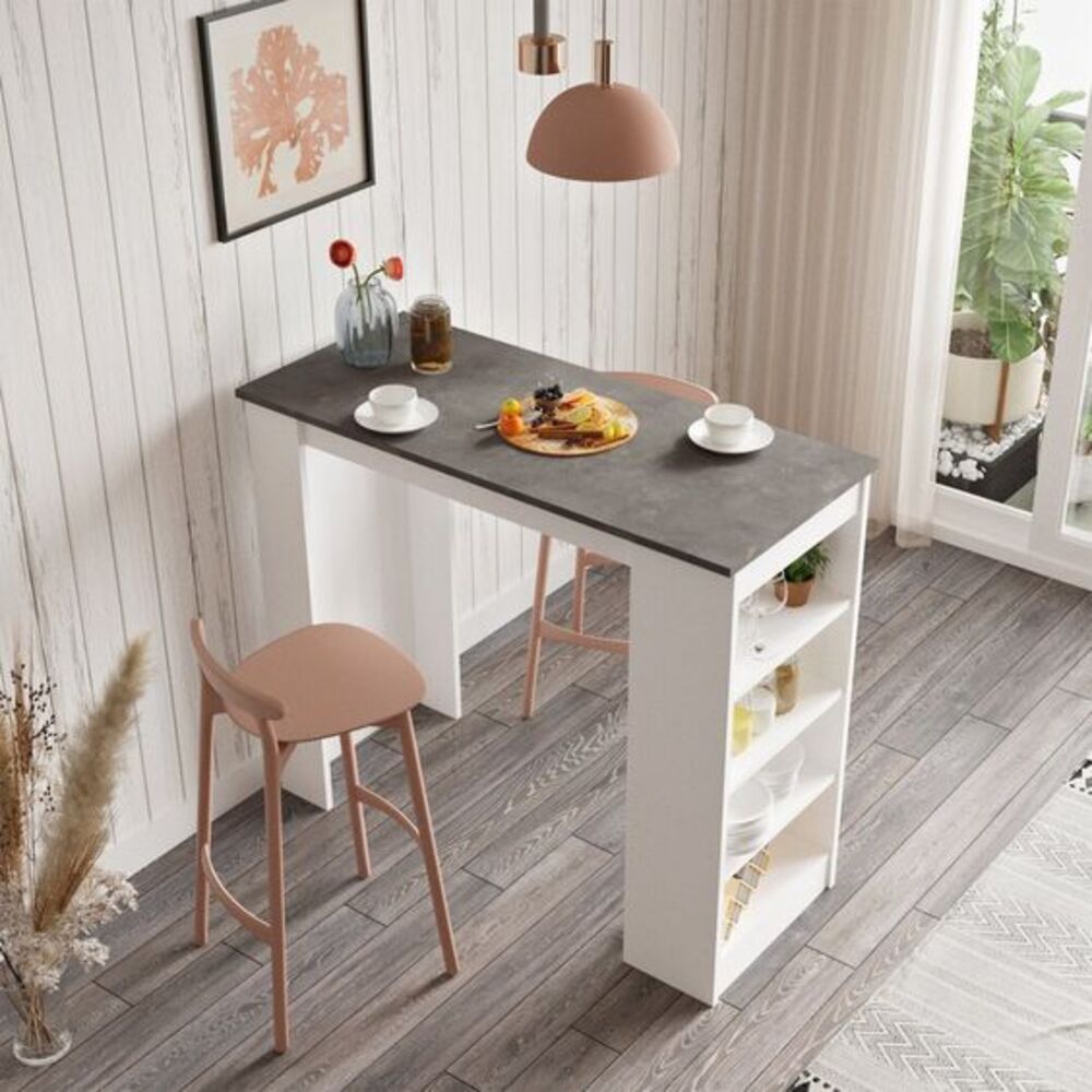 Mesa Barra Desayunador R&R MUEBLES Moderna Onix con Estante