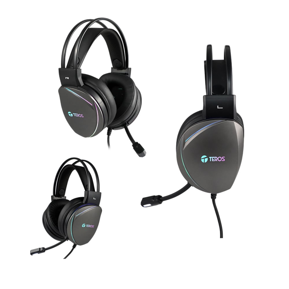 Auriculares Gaming TEROS TE-8170NA Estéreo 7.1 Micrófono USB Negro RGB