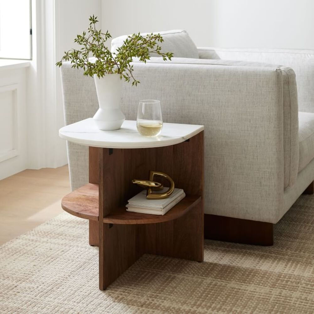 Mesa Lateral Moderna Jefferson MarrónBlanco
