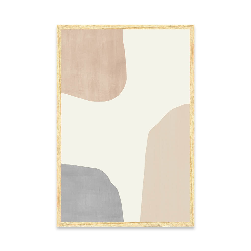 Cuadro Abstracción en 3 colores 40x60 Papel de Algodón Marco madera natural  - Promart