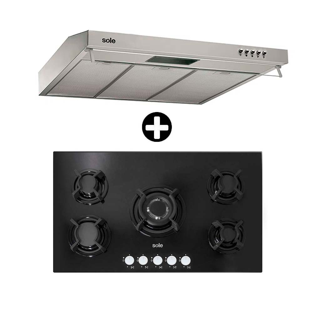 COMBO Cocina empotrable SOLCO033 90cm + Campana Nueva Roma 90cm