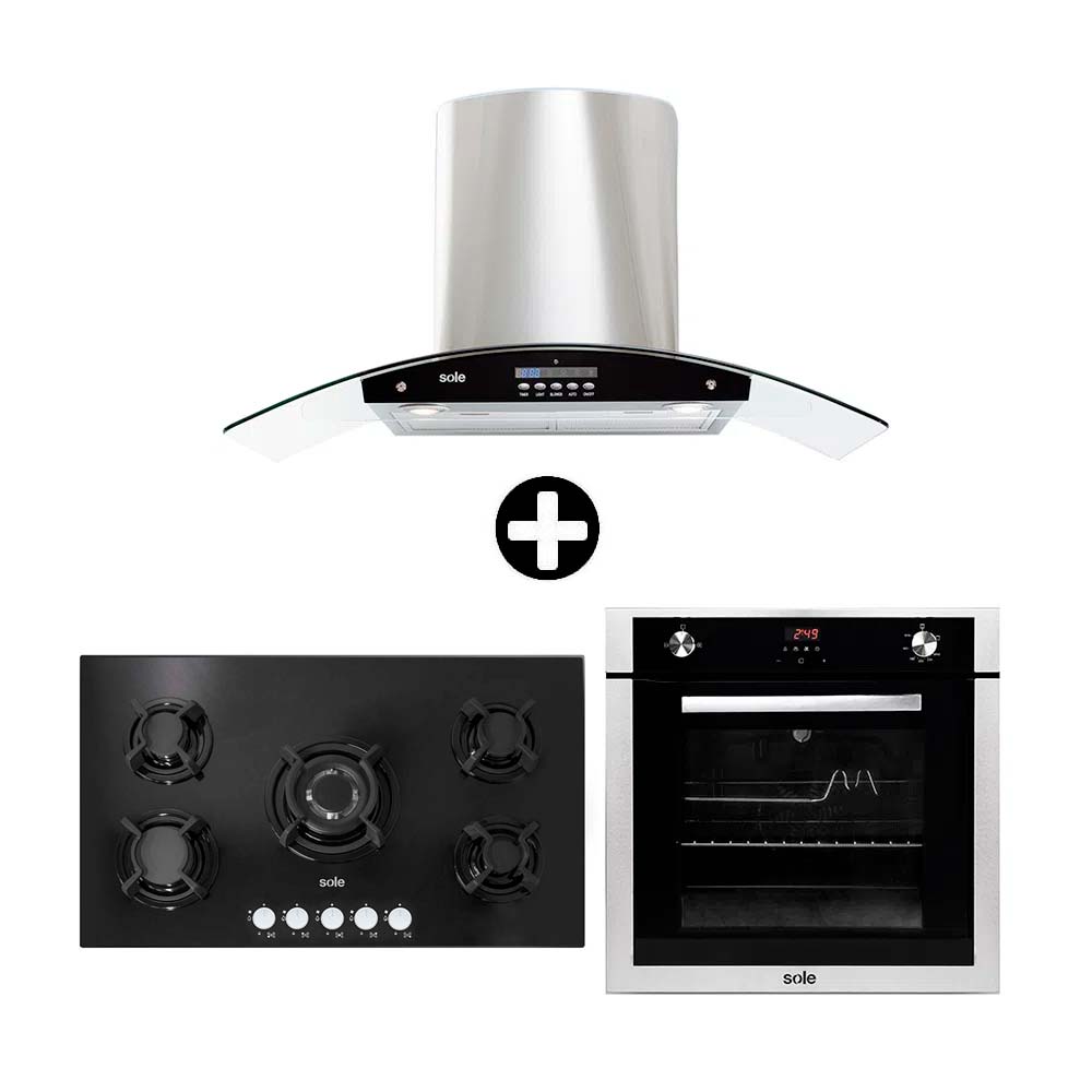 COMBO Sole: Cocina empotrable SOLCO033 + Campana Venus Plus + Horno a gas