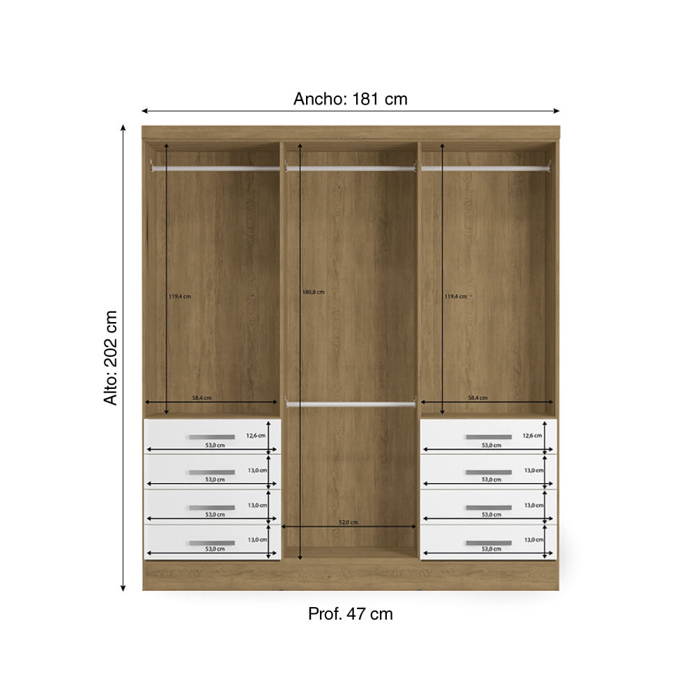 Ropero Ema Maple Blanco 6 Puertas 8 Cajones - Promart