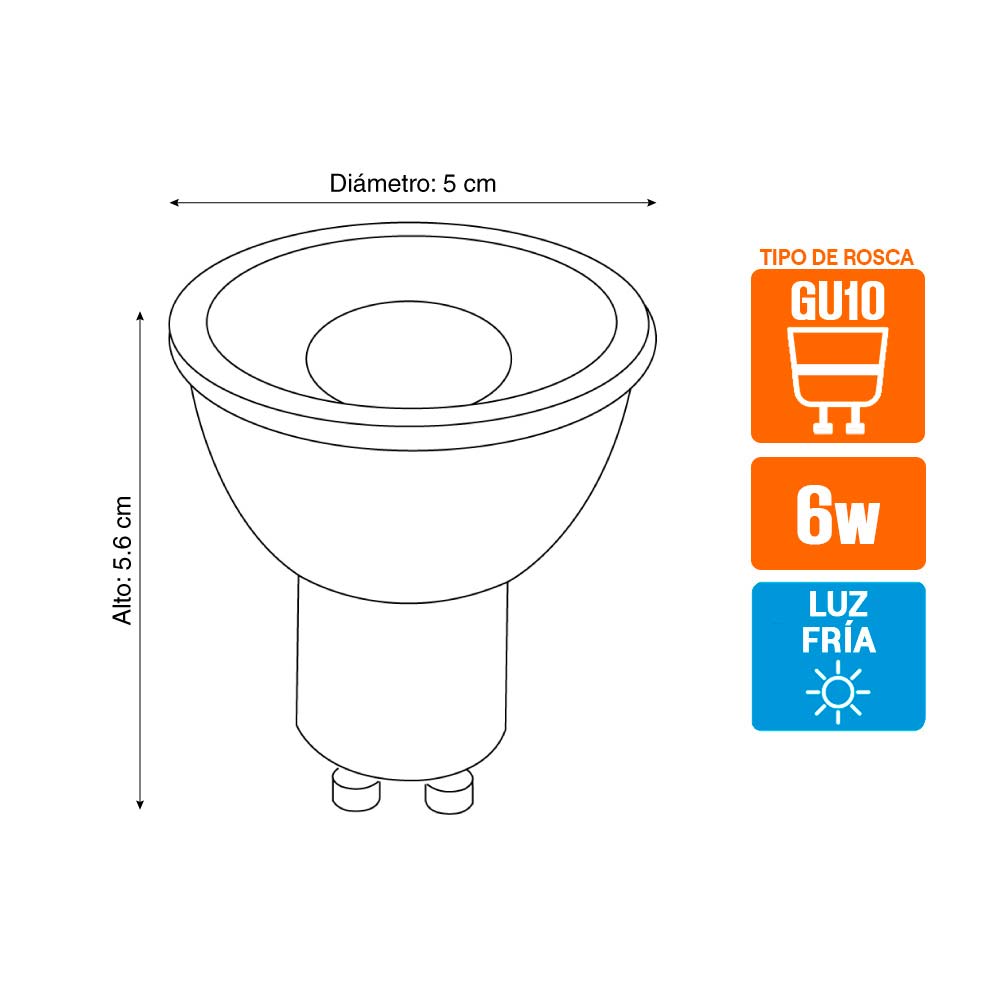 Dicroico Led Luminika Gu10 6w Luz Fría Promart