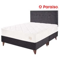 Dormitorio Europeo PARAISO Pocket Max King Charcoal + 2 Almohadas + Protector