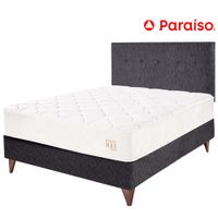 Dormitorio Europeo PARAISO Pocket Max Charcoal 2 Plazas + 2 Almohadas + Protector