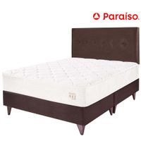 Dormitorio Europeo PARAISO Pocket Max Chocolate Queen + 2 Almohadas + Protector