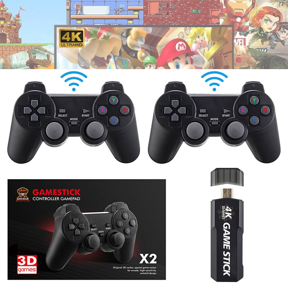 Consola Retro Game Stick X2 Plus 4K HD PS1 PSP SN64 30000 Juegos con Mandos  Recargables