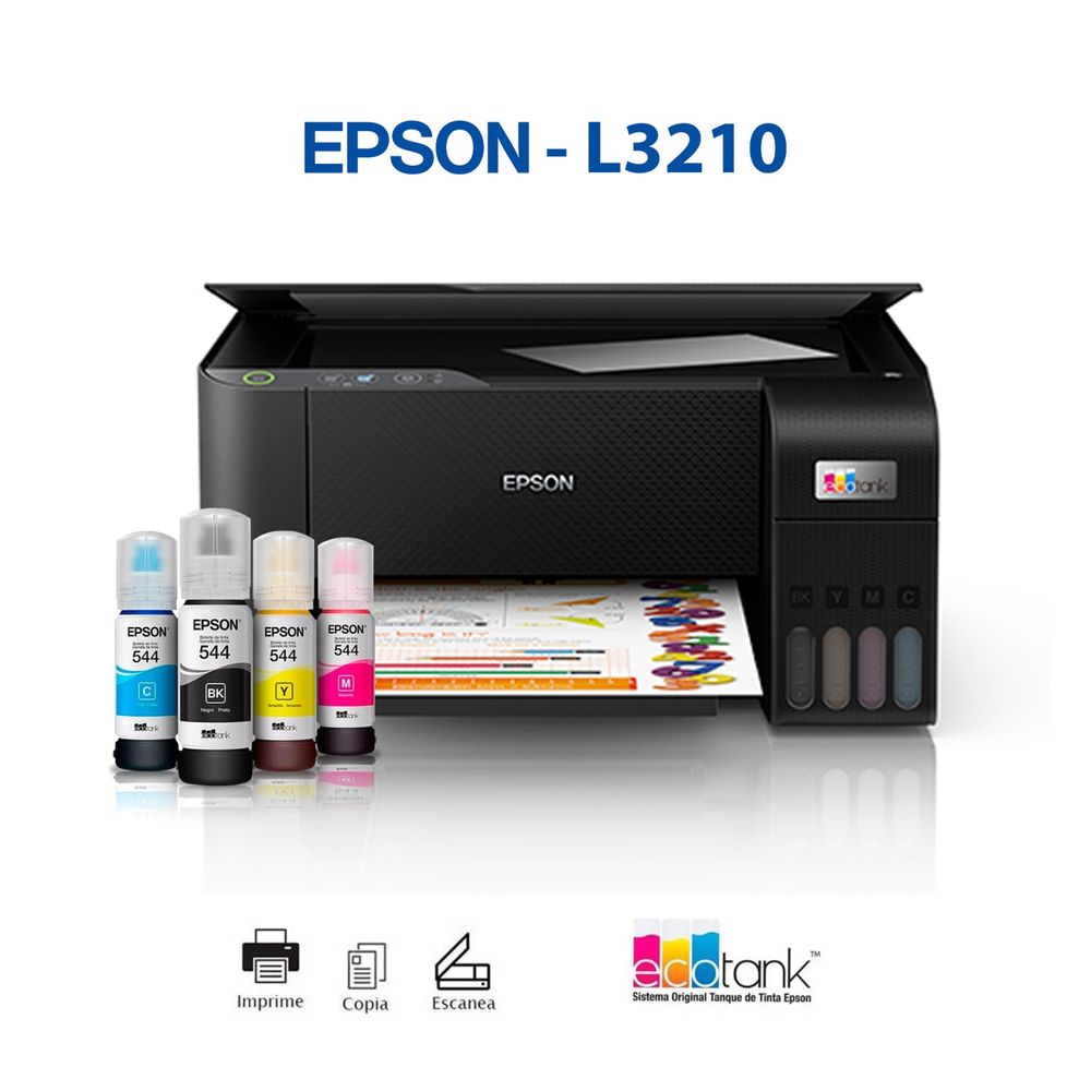 Impresora Multifuncional Epson EcoTank L3210 Imprime Copia Escanea USB