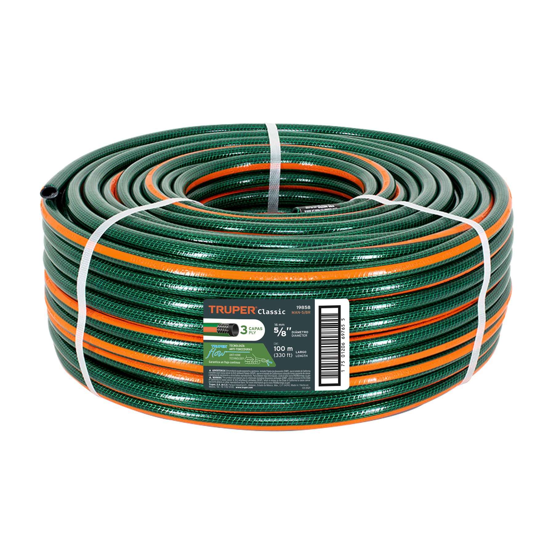 Manguera de riego de 5/8" reforzada 100 metros Truper 19858