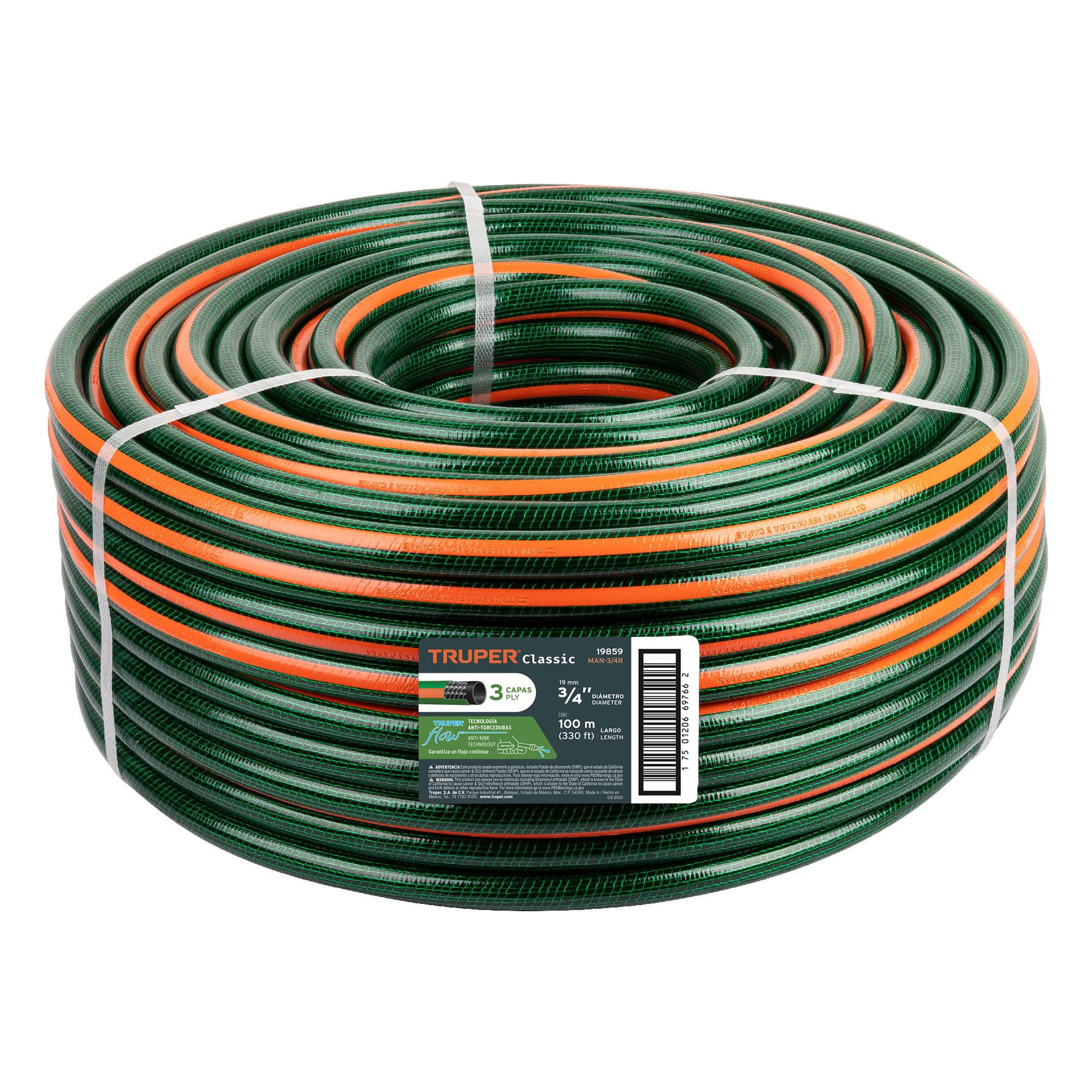 Manguera de riego de 3/4" reforzada 100 metros Truper 19859