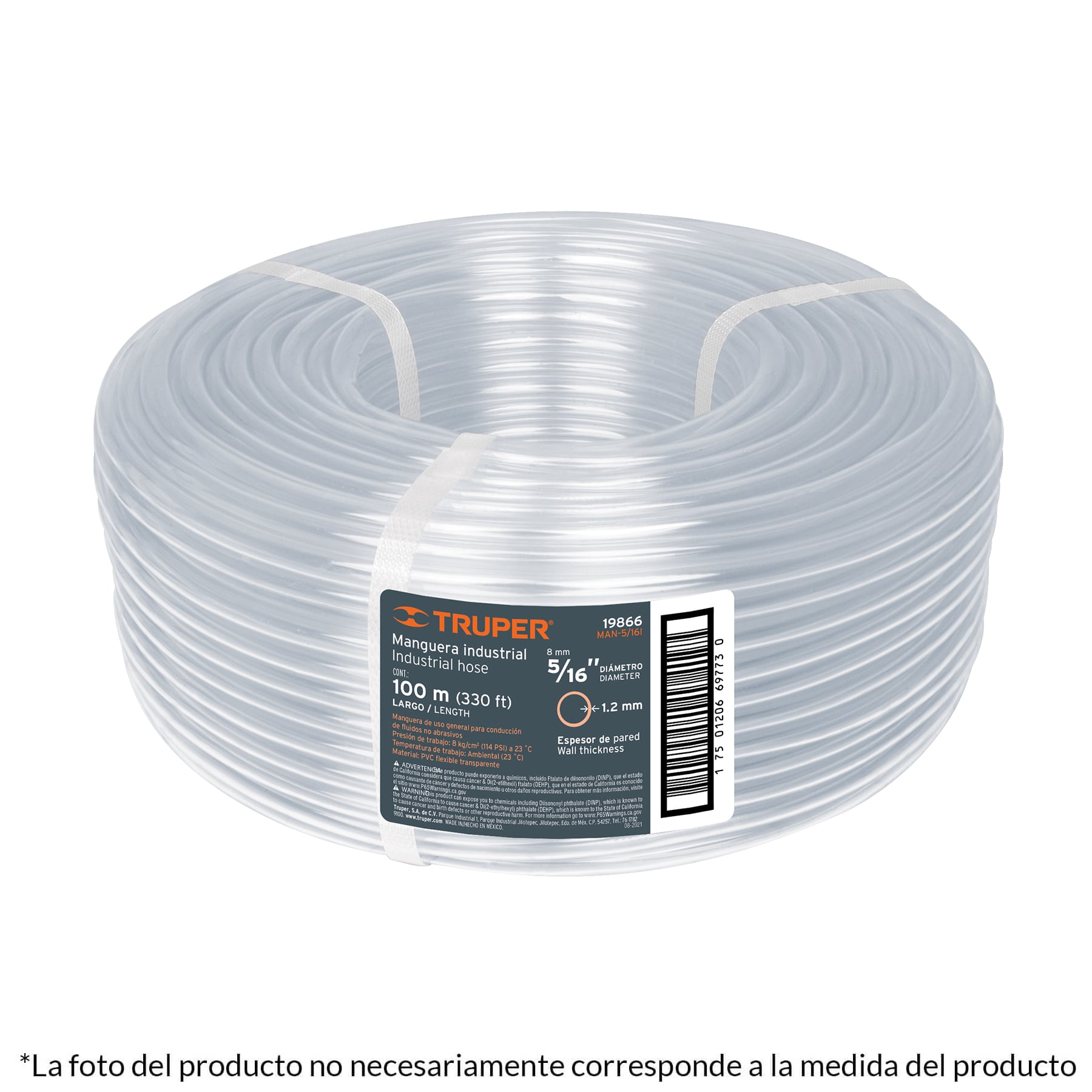 Manguera industrial de nivel 3/16 rollo por 100 metros Truper 19864