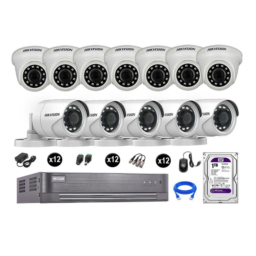 Kit 12 Cámaras de Vigilancia Hikvision Hd 720P Disco 1Tb P2p Kit