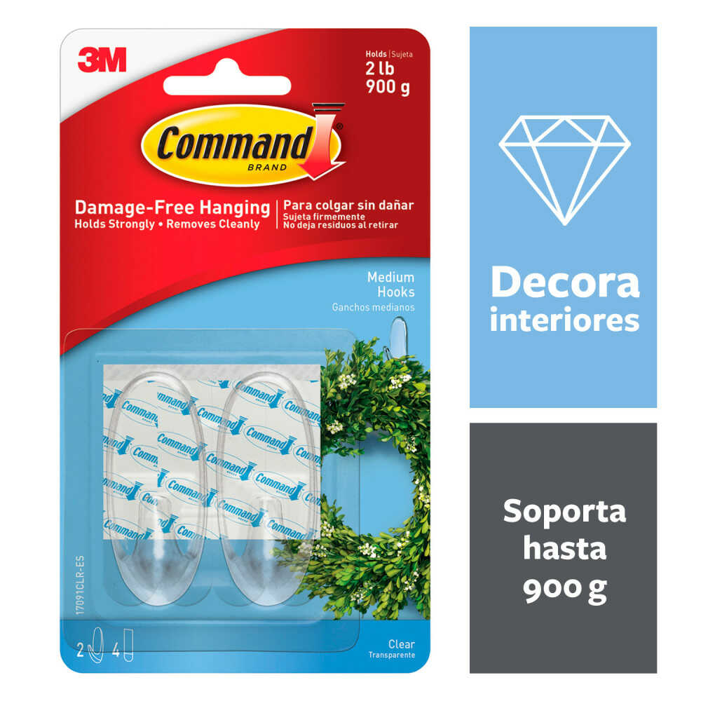 Grancho Grande COMMAND Mediano Blister 2un Transparente