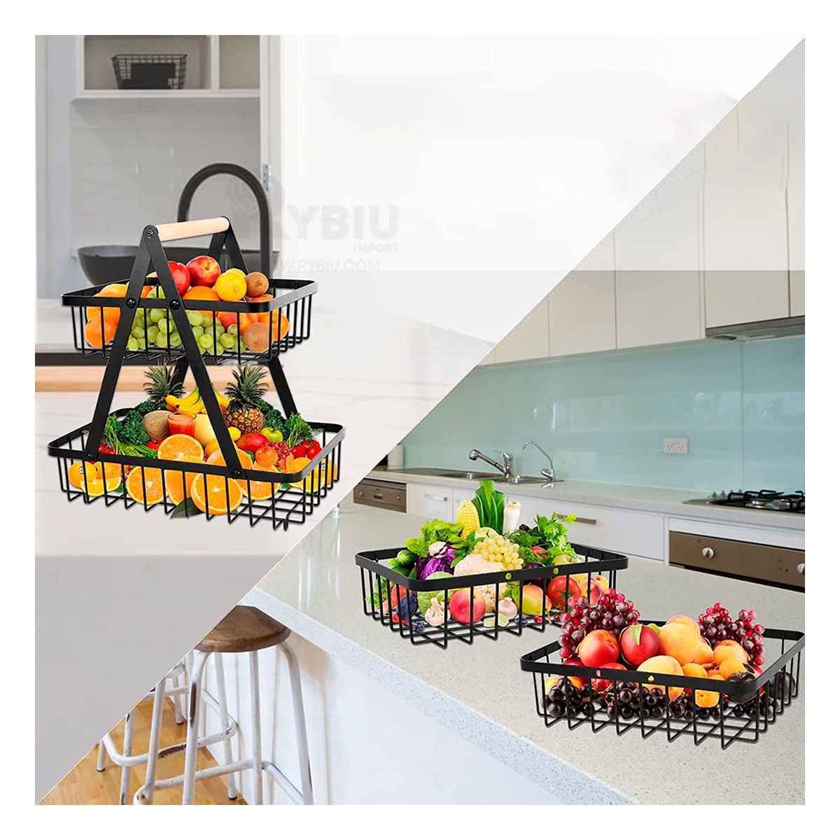 Estante de 2 Niveles de Frutas en la Cocina