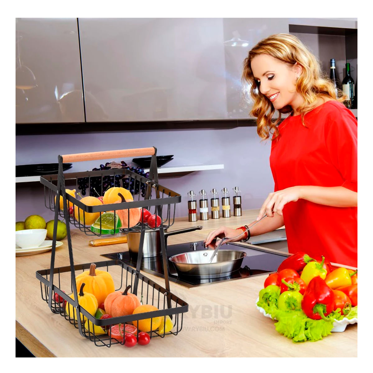 Frutero Multiusos de 2 Niveles de Metal