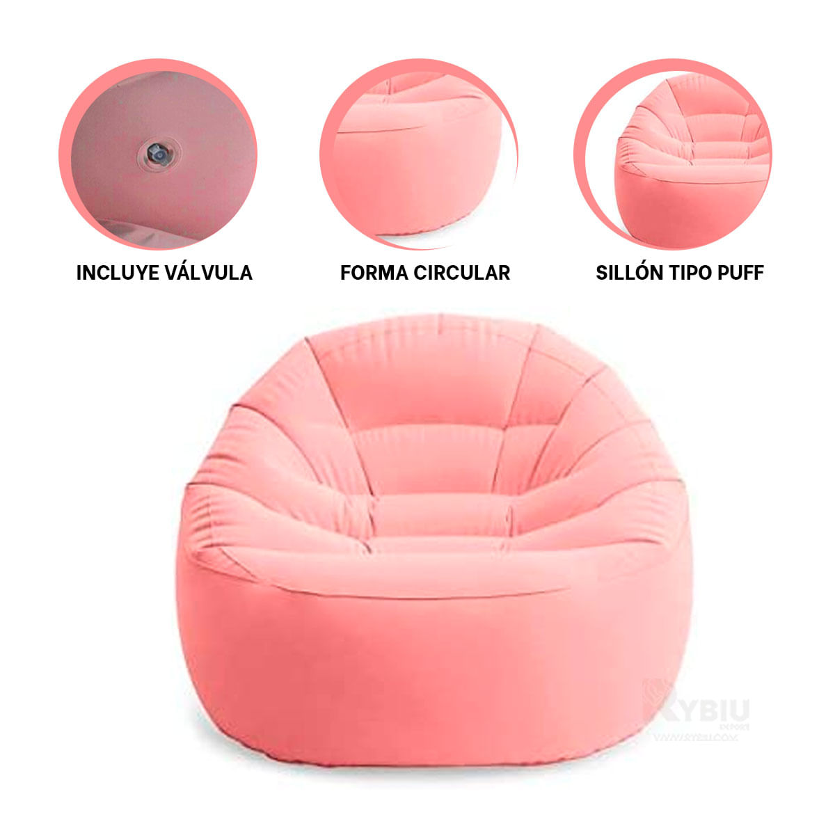 Circular Sillon Rosado Suave Puff
