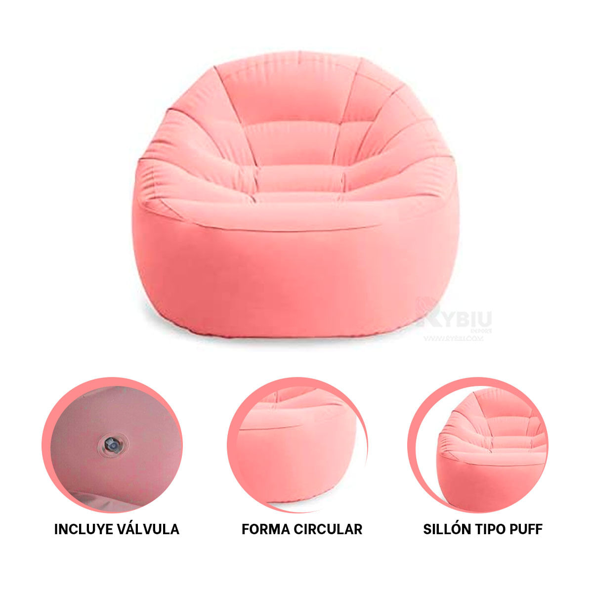 Circular Sofa Rosado IInflable Puff