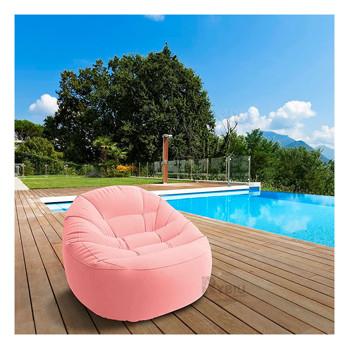 Sofa Rosado con Valvula en la parte Inferior Puff