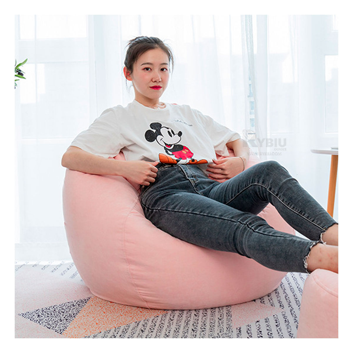 Sillon Rosado de Forma Circular para su HogarPuff