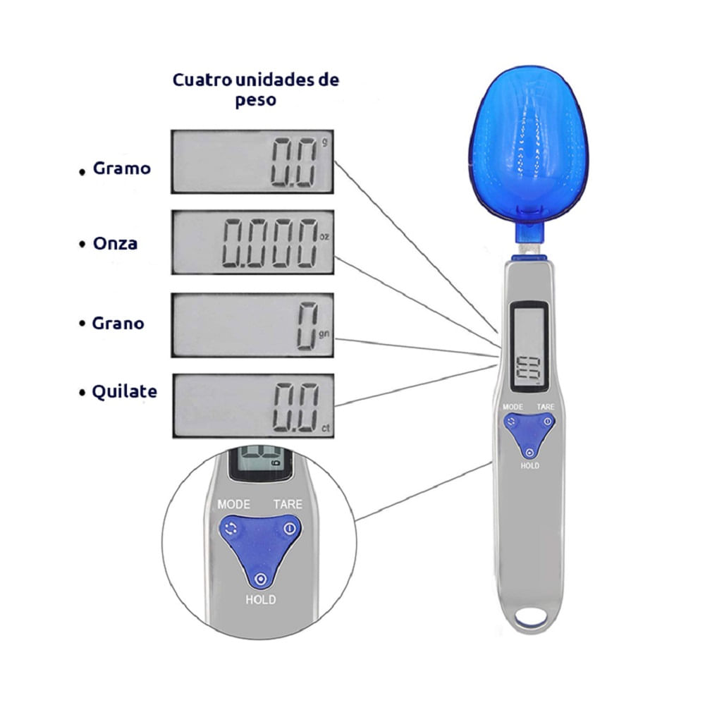 Balanza Electrónica Digital Portatil Gramera Tipo Cuchara Reposteria ...