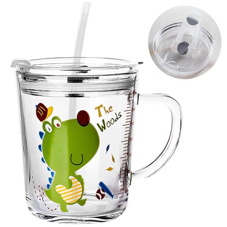 Taza de Vidrio Antiderrame Vaso de Entrenamiento para Niños Cocodrilo 400ml  47T - Promart