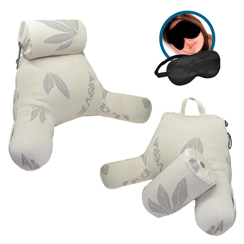 Cojín de Descanso Lectura Antireflujo Aloe Vera Memory Foam y Un Antifaz Relax de Regalo  86x67x55cm