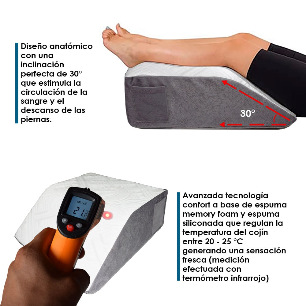 Cojín Multiusos Antivarices Memory Foam Alivia Varices  Teraflex  60x50x20cm