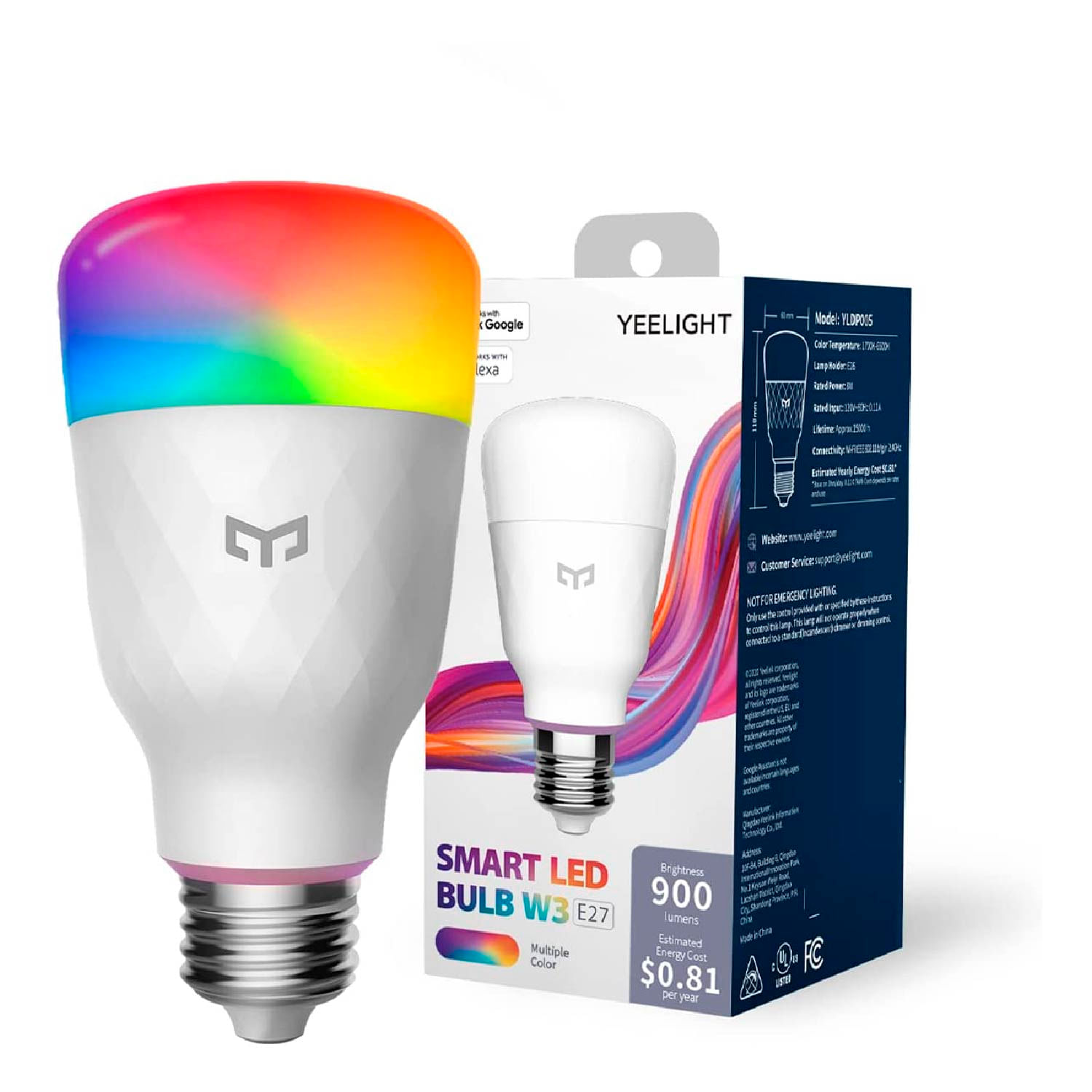 Foco Smart Led W3 Wifi RGB Yeelight Compatible con Alexa y Google Home