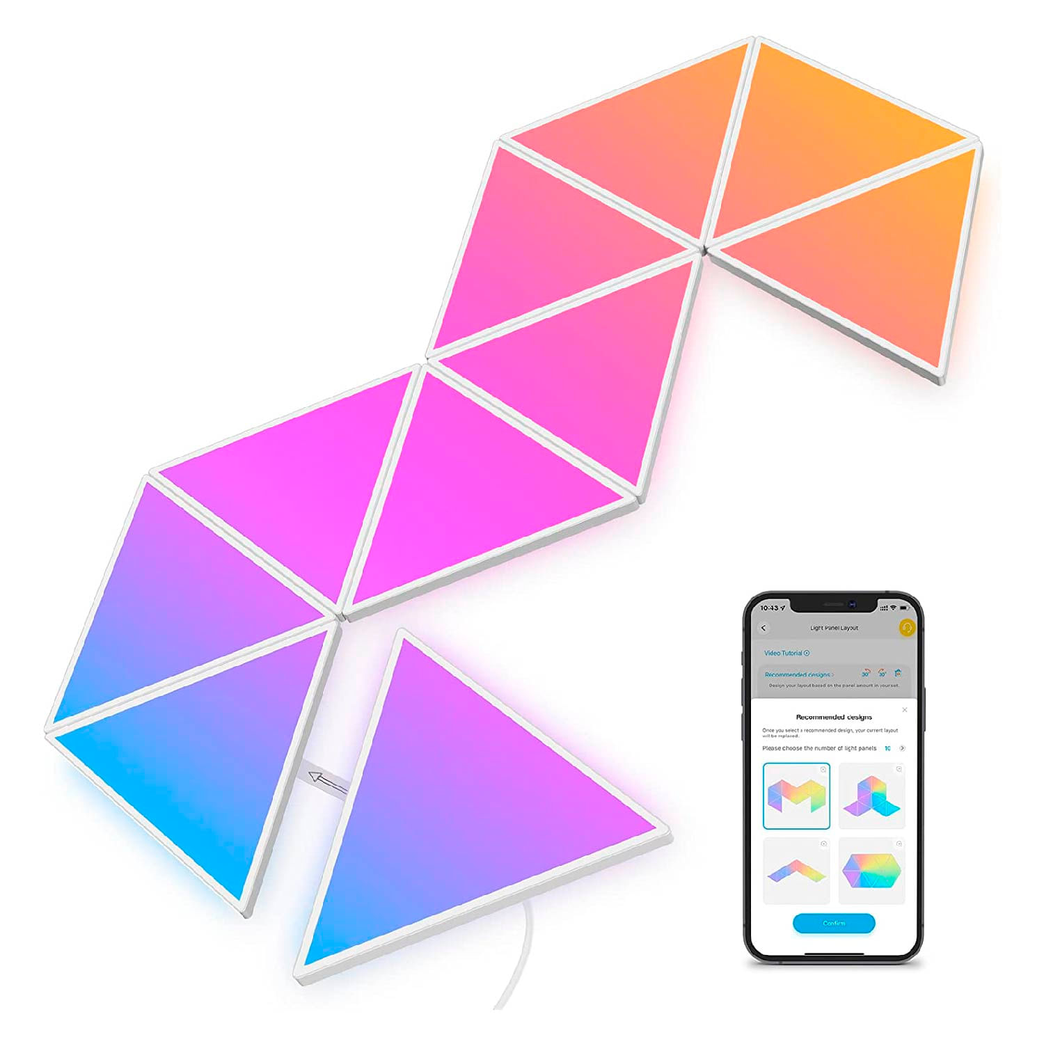 Paneles De Luz Triangulares RGBIC Govee Paquete De 10 Compatible con Alexa y Google Home
