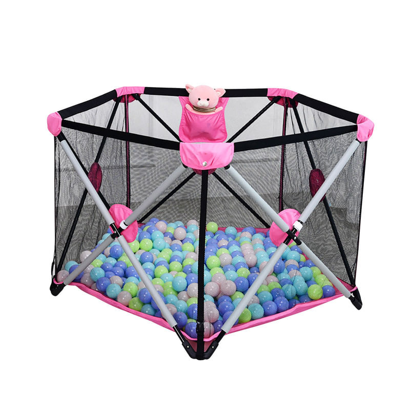 Corral Plegable para Niño Rosado