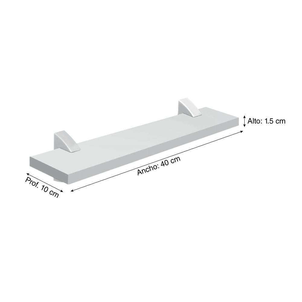 Repisa Concept Con Soportes Blanca 15mm 8 X 40 Cm Prat K Promart 1823