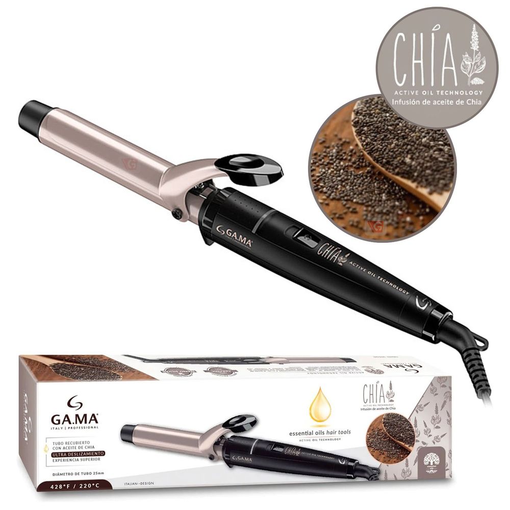 Rizadora de Cabello Gama con Esencia de Chia 25MM Rizadora de Cabello Gama con Esencia de Chia 25MM