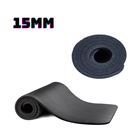 Mat de Yoga Pilates 15 mm con Elástico Portátil - Negro