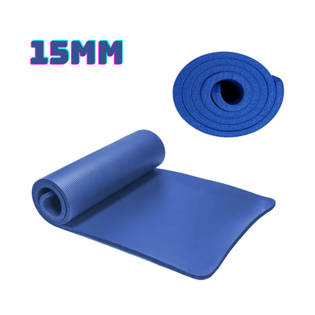 Mat de Yoga Pilates 15 mm con Elástico Portátil - Azul