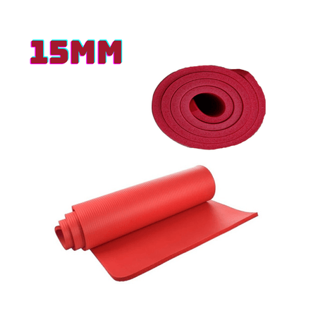Mat de Yoga Pilates 15 mm con Elástico Portátil - Rojo