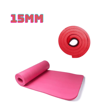Mat de Yoga Pilates 15 mm con Elástico Portátil - Rosado