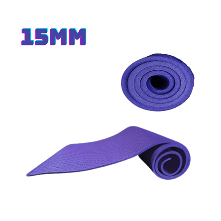Mat de Yoga Pilates 15 mm con Elástico Portátil - Morado
