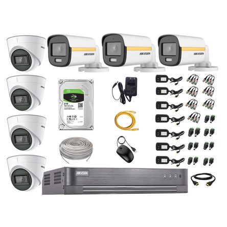 Cámaras Seguridad Hikvision Kit 07 Full Hd 1080p | Colorvu Visión Nocturna a Color + Disco 2tb